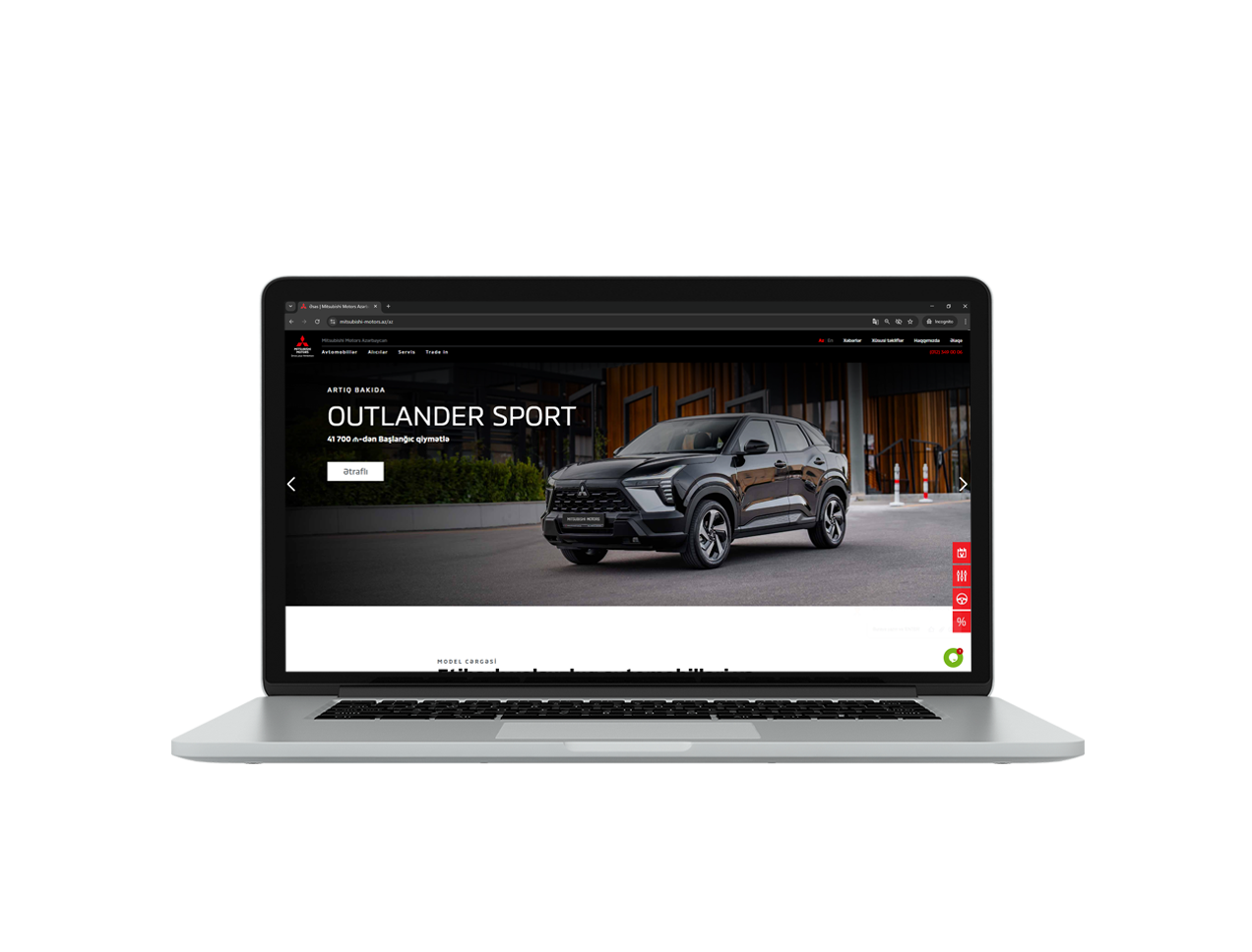 Mitsubishi Motors üçün hazırladığımız veb sayt