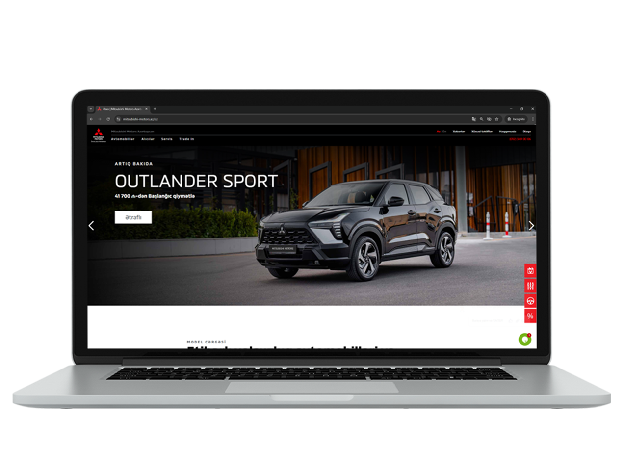 Mitsubishi Motors üçün hazırladığımız veb sayt
